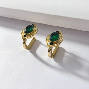 Pendientes Cuadrados de Acero Inoxidable 304 Chapados en Oro de 16K con Incrustaciones de Piedra Ojo de Gato para Mujer, con Diseño de Cristal para Fiestas y Uso Diario - Product Image 4