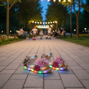 OZKIZ Korean Style Open Toe <b>Sandals</b> for Girls 2-7 Years Lightweight Children's Fashion with LED Lights Wholesale - Product Image 3