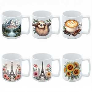 Mug blanc vierge pour sublimation 11 oz, mug à café en céramique classique de haute qualité, impression par transfert thermique, cadeaux DIY, utilisation à la maison et au bureau - Product Image 2