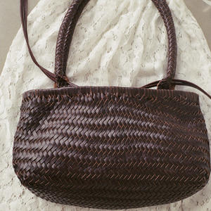 <span class=keywords><strong>Bolsa</strong></span> de Almacenamiento de Ganchillo Reutilizable de Alta Gama con Cordón, Color Liso, Alta Calidad, Duradera, Color Café Oscuro, con Logotipo Personalizado - Product Image 1