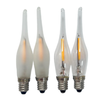 Ampoule LED à filament E10 C15 GS1, effet flamme de bougie, 230V 0.5W, boîtier givré, pour la décoration de lustres en cristal.