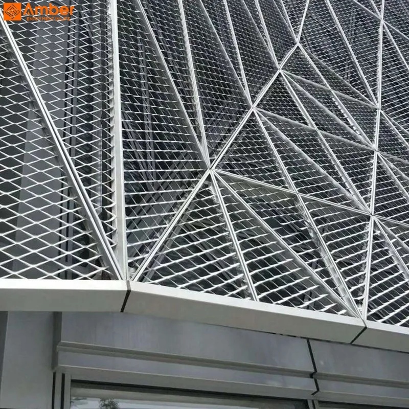 Raised Aluminum Metal Expanded Mesh Smooth Surface Stretched Plate for Architectural Facade Cladding