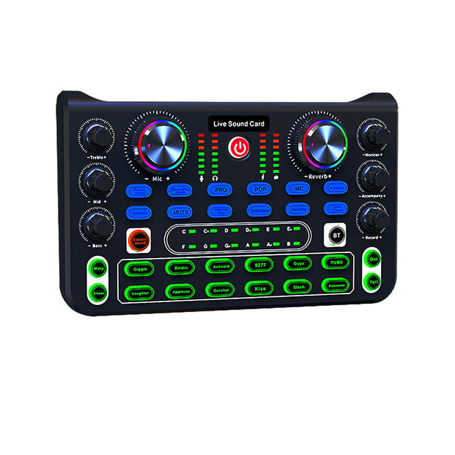Sound Card English Version Professional Sound Cards Audio Mixer for Karaoke Broadcast KTV Singing Live Mixer