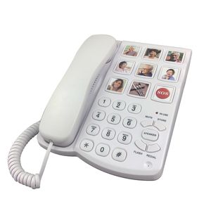 <span class=keywords><strong>Téléphone</strong></span> <span class=keywords><strong>fixe</strong></span> filaire à gros boutons de style antique pour seniors avec haut-parleur amplifié et fonction d'appel rapide par image - Product Image 1