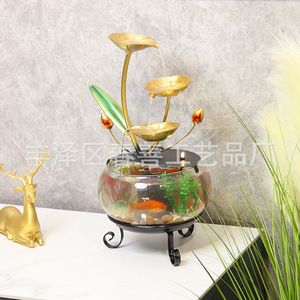 ของตกแต่งตู้ปลาแก้วทรงกลม พร้อมระบบน้ำไหลอัตโนมัติ สำหรับตกแต่งห้องนั่งเล่น ของขวัญตกแต่งบ้าน - Product Image 4