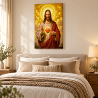 Impression sur toile du Sacré-Cœur de Jésus, décoration murale religieuse chrétienne pour la maison, échantillons OEM ODM prêts en moins d'une journée