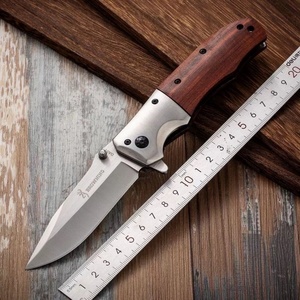 Couteau de poche pliant FB136 personnalisable, qualité OEM, pour le camping, en acier inoxydable, manche en bois, lame de 20,6 cm, garantie 1 an, HK - Product Image 1