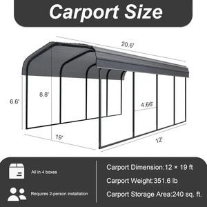 Grosir 11*19 lipat Prefab Carport portabel bingkai logam mobil Shed untuk parkir luar ruangan mobil yang dapat dilepas kanopi kail poli - Product Image 3