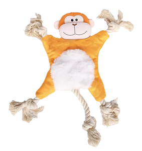 Giocattoli da masticare in corda di cotone resistente al morso, scimmia/peluche tigre con cigolio e protezione per la dentizione del cucciolo - Product Image 3