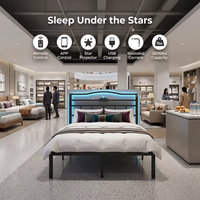 Station de charge LED de haute qualité pour tête de lit, projecteur d'ambiance silencieux et robuste à sept étoiles, cadre en fer pour lit double