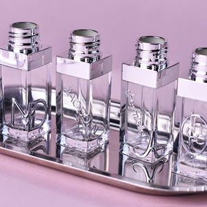 Tube de packaging pour brillant à lèvres transparent, vide, violet, à paroi épaisse, avec applicateur bâtonnet <span class=keywords><strong>rose</strong></span> et embout plat carré, personnalisable avec logo, 5ml 10ml - Product Image 1
