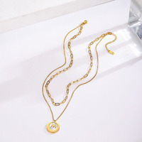 Collier en acier inoxydable double couche M Zibai Bei de style coréen pour femmes, populaire en ligne, luxe léger, sensation haut de gamme