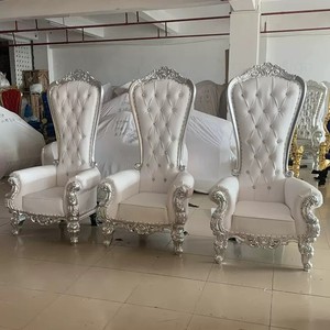 Chaise de trône royale bon marché pour mariage, banquet royal, atelier de la mariée et du marié, design traditionnel doré à dossier haut - Product Image 4