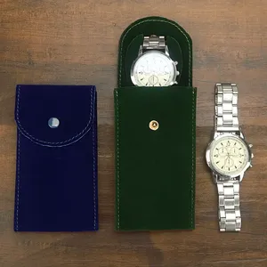 Sac de rangement personnalisé pour bijoux de voyage montre en daim <span class=keywords><strong>Rolx</strong></span> noir vert personnalisé LOGO cadeau de luxe pochettes pour montres Velert - Product Image 1