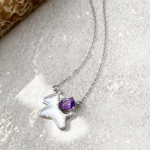 Collar minimalista de unicornio con gemas multicolor y madreperla, plata de ley 925, piedra natural tallada en forma de pera de 4*6 mm. - Product Image 5
