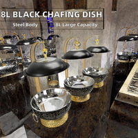 Nouveau design – Réchaud de buffet 8L en acier inoxydable noir, chauffe-plats à gaz, chauffe-étain, ensemble de restauration pour hôtels et buffets