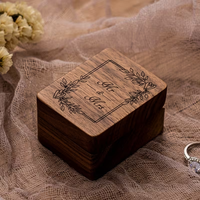 Boîte à bagues gravée en bois triple pour cérémonie de mariage, boîte à alliances décorative en bois, organisateur de bijoux