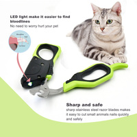 Coupe-ongles et tondeuse pour petits animaux de compagnie, chat, lame incurvée, acier inoxydable, batterie, lumière LED