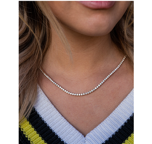 Collier chaîne tennis en or avec diamants de laboratoire, taille brillant rond, certifié IGI, bijoux de luxe, style unisexe - Product Image 1