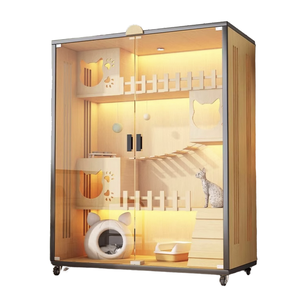 Villa panoramique pour animaux de compagnie avec LED Maison de luxe pour chat en bois Villa de luxe pour chat moderne Personnalisable Grande cage pour animaux de compagnie Nid pour animaux de compagnie de qualité supérieure - Product Image 1