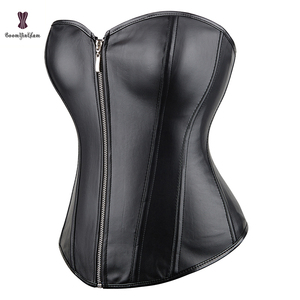 Black Red Mature Women Push <strong>up</strong> Chest Binder Bustier Slimming <strong>Corsets</strong> Shapewear Synthetic Leather <strong>Corset</strong> <strong>Top</strong> With Zipper - Product Image 2