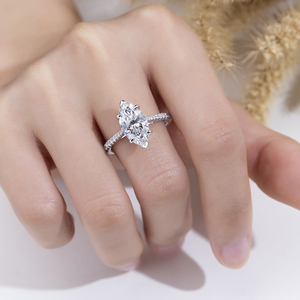 Messi Jewelry MSR-2141 14K Gold Marquise Shape Cathedral Setting Lab Grown <b>Diamond</b> <b>Ring</b> Engagement <b>ring</b> - Product Image 6