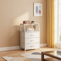 FONDLIVE FL202412BT10 Table de Chevet Moderne Démontable à 3 Tiroirs et 2 Étagères, Petite Table d'Appoint, Meuble d'Appoint, Organisateur de Rangement en Tissu
