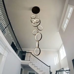 Minimalista SKD círculo redondo luces colgantes 9 cabezas candelabro iluminación para escalera hogar Hotel Villa - Product Image 3