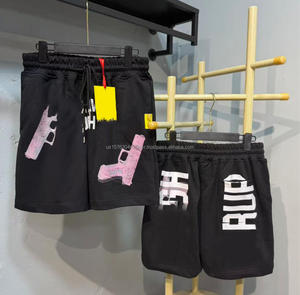 Shorts amples pour hommes en coton épais de qualité supérieure, style Hip Hop, avec l'imprimé 'THAT'S a AWFUL LOT of COUGH SYRUP' - Product Image 1