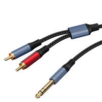Câble tressé en nylon RCA vers 6.5mm Adaptateur jack mâle Aux vers RCA pour téléphones portables Tablettes MP3 Haut-parleurs