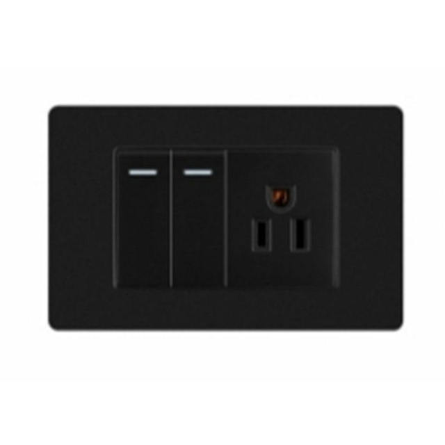 High Quality Contemporary PC Material Waterproof Durable 2 Gang 1Way 2 Way Wall Switches and 3 Pole Socket for Home Hotel
