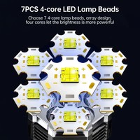 Linterna LED Recargable de 100,000 Lúmenes con Láser, Potente Luz de Largo Alcance y Función Solar