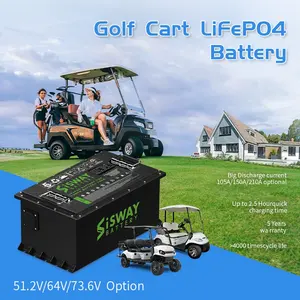 I-SWAY High Performance Golf Cart Rechargeable 48V 105Ah 150Ah LiFePO4 Lithium Li-Ion Battery Pack For EZGO Club Car