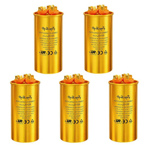 คาปาซิเตอร์แบบกลม Cbb65 แบบสองวงจร 60+5 ยูเอฟ 370 440 โวลต์ AC สำหรับระบบระบายอากาศ - Product Image 1