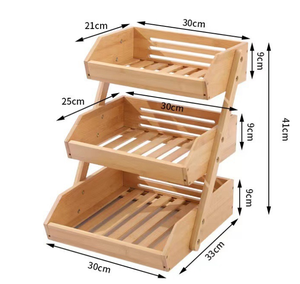 Sıcak satış bambu meyve sebze depolama sepeti ev sebze sepeti ürün depolama kafesleri 3 katmanlar - Product Image 6