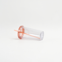 Mug de voyage isotherme léger 20oz personnalisé, à paroi simple, réutilisable, en plastique transparent avec couvercle à paille pour café glacé