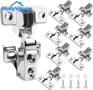 Charnières <span class=keywords><strong>de</strong></span> meuble professionnelles à fermeture amortie, semi-surplombantes, en acier inoxydable SUS304, coupelle <span class=keywords><strong>de</strong></span> 35 mm, pour armoires <span class=keywords><strong>de</strong></span> cuisine et quincaillerie <span class=keywords><strong>de</strong></span> meubles - Product Image 1