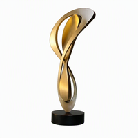 Sculpture moderne abstraite en acier inoxydable poli doré, couleurs personnalisées, statue artistique pour la décoration de jardin, d'hôtel et de paysage