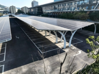 Système de carport solaire étanche à montage au sol facile à installer, structure de stationnement, parking solaire moderne.
