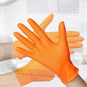 Guantes desechables sin polvo de 8 mil, guantes con patrón de diamante de nitrilo naranja - Product Image 3