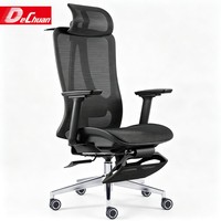 Chaise de bureau ergonomique en maille avec appui-tête, repose-pieds, accoudoirs et soutien lombaire réglables