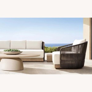 Hiện Đại Đồ Nội Thất Ngoài Trời Sang Trọng Mây Đồ Nội Thất Gỗ Tếch Cơ Sở Sofa Đặt Khách Sạn Nội Thất Sân Vườn Thiết Lập - Product Image 1