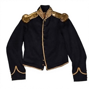 Men's Shell Jacket With Shoulder Scales <b>Woolen</b> Uniform Stand Collar Button Front Winter Formal <b>Dress</b> - Product Image 1