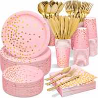 Ensemble de vaisselle jetable pour fêtes avec assiettes en papier, serviettes, gobelets, pour les femmes, les filles, les anniversaires, les diplômes, les fiançailles, les mariages