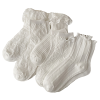 Chaussettes courtes en dentelle blanche à motif tricoté pour femme, en pur coton absorbant la transpiration, style japonais JK, pour usage quotidien