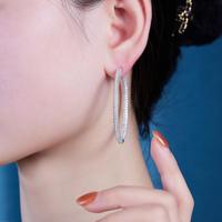 Boucles d'oreilles créoles en argent sterling 925 avec grande moissanite pour femmes et hommes, entièrement pavées de micro-moissanites, style diamant glacé
