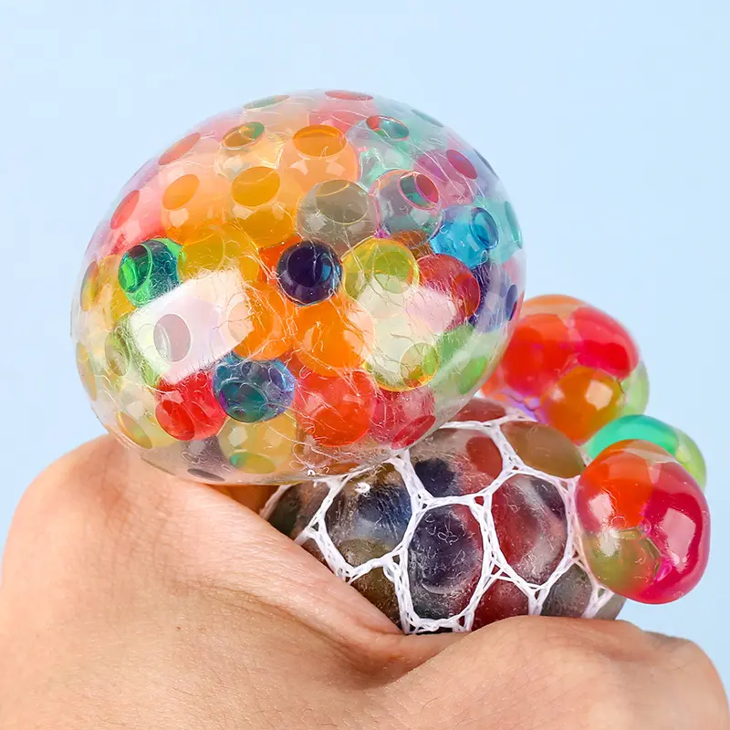 Neue OEM Custom Anti Hand Squishy Stress Ball Squeeze Relief Trauben ball für Erwachsene bunte Mesh Ball Spielzeug