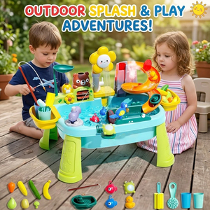 Table d'eau de <span class=keywords><strong>cuisine</strong></span> 4-en-1 pour tout-petits avec pompe électrique, robinet, évier de jeu, jouet de pêche, <span class=keywords><strong>hauteur</strong></span> réglable, accessoires amusants en plastique - Product Image 4