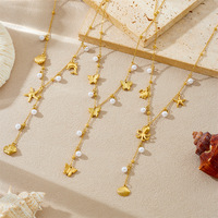 SA Sieraden Dames Y-vormige gelaagde hangende ketting Gouden kleur Fruit charme ketting met Zirkoon & Parel kralen Zomer strand sieraden