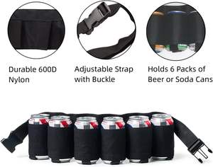 Bolsas para Almacenamiento de Alimentos, Cinturón Porta Botellas de Cerveza, Porta Latas de Bebidas, Bolsa Ajustable para la Cintura con Capacidad para 6 Latas - Product Image 5